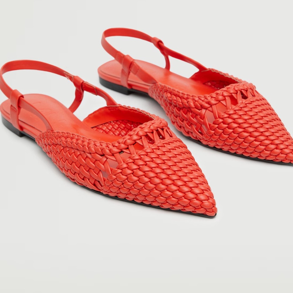 Mango Vibrant Red Woven Flats
